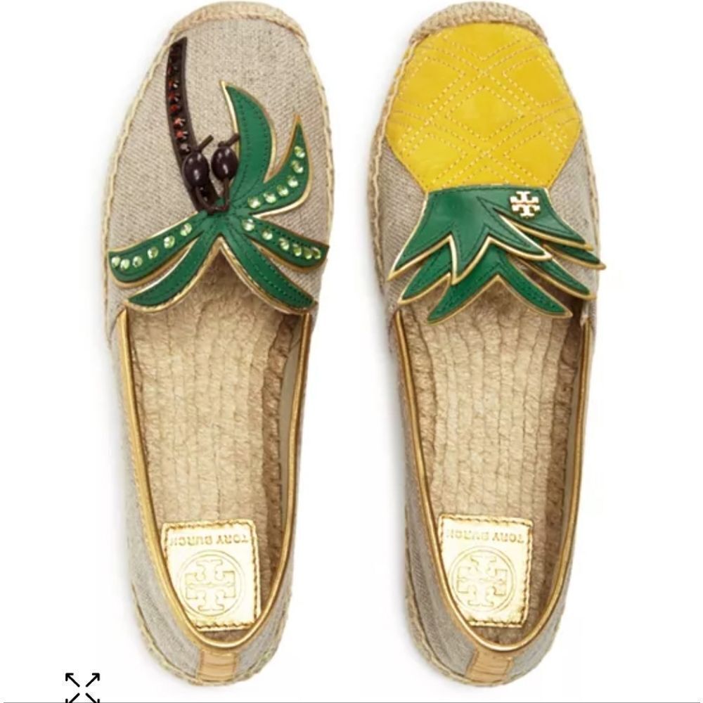 Tory Burch Women's Pineapple Espadrilles - Green and Yellow Size 5 NEW